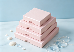 Light pink Pearlescent High-End Cardboard Magnetic Closure Sliding Jewelry Boxes Integrated Foldable Structure Crescent Cutout - Product Image 2