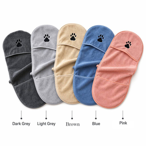 Serviette pour animaux <span class=keywords><strong>de</strong></span> compagnie en <span class=keywords><strong>velours</strong></span> corail super absorbante avec broderie patte, 27x67cm, chiffons <span class=keywords><strong>de</strong></span> nettoyage à séchage rapide pour chiens et chats - Product Image 4