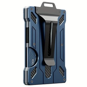 Clip para billetes de aluminio delgado con ventana transparente para identificación, bloquea RFID, con capacidad para 15 tarjetas y clip para efectivo - Product Image 1