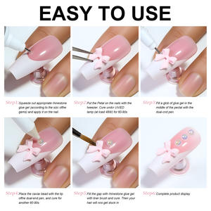 Ensemble de 24 compartiments de décorations pour ongles, comprenant des <span class=keywords><strong>strass</strong></span> plats en résine perlée, pour DIY, <span class=keywords><strong>avec</strong></span> colle, pince à épiler et stylo à points - Product Image 5