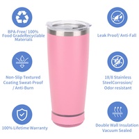 Tumbler musik baja tahan karat 20oz baru 2024 dengan Speaker LED dasar botol air minum panas dan dingin untuk kembali ke sekolah