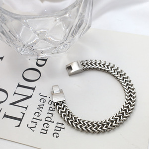 Stainless Steel Double Row Chain Bracelet Geometric Design Men's Hip Hop Jewelry Gift - Product Image 1