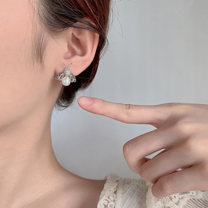 Grandes boucles <span class=keywords><strong>d</strong></span>'oreilles pendantes en or et en or rose pour femmes, boucles <span class=keywords><strong>d</strong></span>'oreilles pendantes <span class=keywords><strong>d</strong></span>élicates en perles <span class=keywords><strong>d</strong></span>'argent pour mariage - Product Image 3