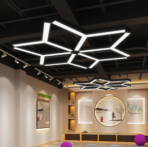 Interior suspender luz 20w 40w escritório linear iluminação embutida Dimmable levou pingente luminária - Product Image 5
