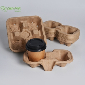 Vente directe d'usine porte-pulpe biodégradable jetable plateau de tasse de papier café 2 tasses 4 porte-gobelets - Product Image 1