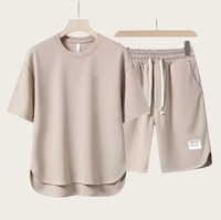 Costume à manches courtes avec logo personnalisé, motif brodé, col rond, t-shirt haut de gamme à manches courtes de couleur unie pour hommes