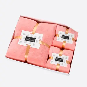 Conjunto de toalla de baño de lana Coral con caja de regalo portátil, toalla de mano para cara, terciopelo Coral y juego de toalla de baño