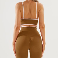 Ensemble de tenue de yoga pour femmes en Spandex/Nylon, taille élastique, anti-transpiration, color-block, soutien-gorge de sport taille haute et pantalon de yoga, deux pièces