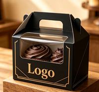 Boîte à gâteau tiramisu personnalisée de 4 pouces, boîte cadeau pour gâteau, emballage de gâteau biodégradable et recyclable avec fenêtre transparente et poignée