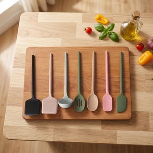 Long Thick Silicone Non-Stick Anti-Skid Anti-Scalding Spatula Spoon Shovel Kit with Colander Scraper for Cooking <b>Kitchenware</b> - Product Image 1