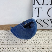 Gorra de béisbol vintage de mezclilla con bordado de letras, visera curva, efecto adelgazante en el rostro, lavado desgastado, estilo urbano y versátil para mujer