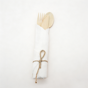 Juego de Cubiertos de Bambú de Alta Calidad, Cuchara, Cuchillo y Tenedor Biodegradables y Desechables para Viajes, Campamentos y Cenas - Product Image 6