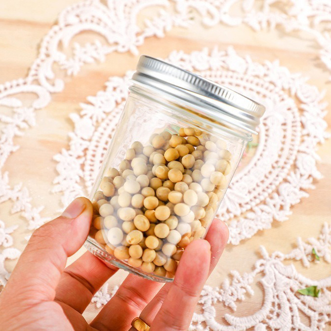 JM OEM Wholesale Custom Condiment Small Mason Food Jar 4oz 8oz 12oz Clear Glass Jar Gallon Bocal En Verre Mason Jar With Lids