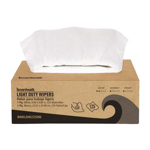 Lingettes blanches à une pliure Boardwalk 9,84 x 9,06 pour nettoyage commercial, 125 lingettes/boîte, 18 boîtes/carton - Product Image 2