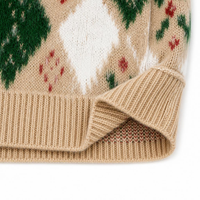Pull-over d'hiver personnalisé ODM/OEM pour homme, col rond, en tricot respirant, motif géométrique diamant intarsia, avec logo frontal