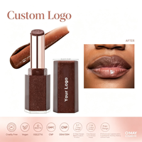 Lip Balm Kosmetik Merek Anda, Berkilau Mengkilap, Custom, Tidak Lengket, Tahan Lama, Melembapkan, Lipstik Mineral, Grosir