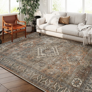 Tapis de salon de style américain, rectangulaire, couleur Paris M, lavable en machine, résistant aux taches, en fibre de polyester - Product Image 1