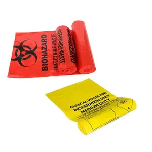 ถุงใส่ของเสียอันตรายแบบใช้แล้วทิ้ง95 kPa ถุงผ้าพลาสติก PE สีเหลือง/แดงสำหรับบรรจุภัณฑ์