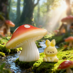 Figurine miniature en résine de lapin et champignon pour paysage végétal, artisanat animalier pour jardin féerique, décoration de gâteau, accessoires pour pot de plantes - Product Image 4