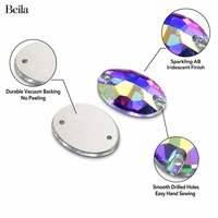Strass en verre à coudre de qualité supérieure Crystal Ace autrichien, forme ovale Crystal AB, pour robes de luxe