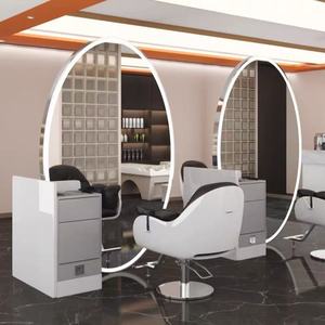 Mirror <b>Table</b> Floor Single and Double-<b>sided</b> Hair Salon Mirror with Light for Hair Cutting, Perming and Dyeing with Cabinet - Product Image 4