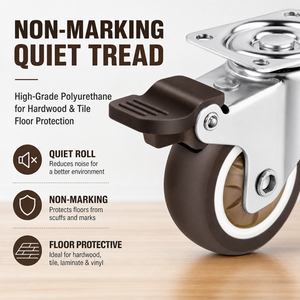 Roulette pivotante silencieuse avec frein, roue en TPR de 50 mm, protection du sol, pour meubles - Product Image 4