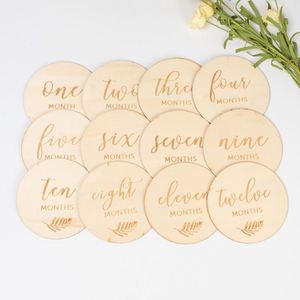 <b>Wooden</b> Baby Milestone <b>Cards</b> Newborn Month <b>Anniversary</b> Photo Prop Round Wood Slice for First Birthday Photography - Product Image 1