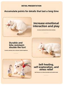 Jouet interactif amusant pour chat d'intérieur : Jouet à plumes auto-rotatives, jouet <span class=keywords><strong>anti</strong></span>-ennui pour chatons et chats, fournitures essentielles - Product Image 6