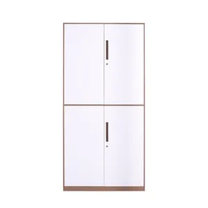 Classeur à 4 portes en métal coloré café à bords étroits Armoire de rangement en acier avec 2 clés