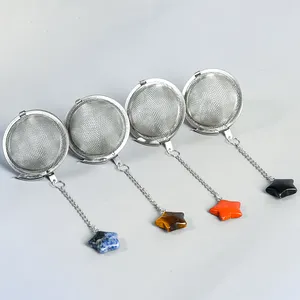 Crystal Moon Star Shape Stainless Steel Tea Infuser Strainer With Chain Tea Infuser Tea Ball