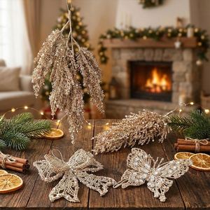 Nouvelle Décoration de Noël en Plastique en Forme de Feuille de Saule avec Strass, Style Européen et Américain, Fabriquée à la Machine, Personnalisée, pour l'Exportation - Product Image 2
