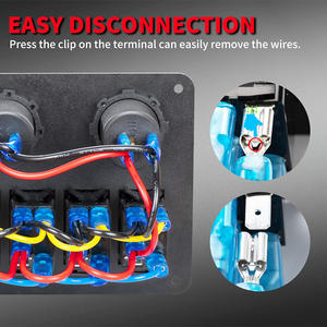 แผงสวิทช์กันน้ำ6แก๊งพร้อมไฟ LED แสดงสถานะ LED สีฟ้าสดใสสำหรับใช้งานกลางคืนบนเรือรถ RV - Product Image 5