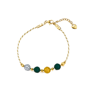 Fashion <b>Beaded</b> <b>Bracelet</b> 316L Stainless Steel PVD <b>Gold</b> Plating Sustainable Resistant Multi Color Stone Design - Product Image 2