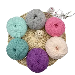 Wholesale 3 ply fluffy pushy velvet chenille Fleece yarn for hand knitting crochet suitable for beginners