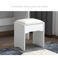 Coiffeuse moderne en panneau MDF durable avec miroir LED, tiroirs et tabouret pour salle de bain, chambre, hôtel, maison, bureau