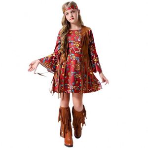 Costume de fête d'Halloween pour enfant, rétro années 60-70, franges, style hippie - Product Image 5