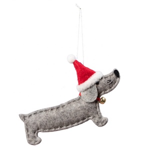 Chapeau de noël, balançoire pour l'<span class=keywords><strong>arbre</strong></span> de noël, collier en feutre, vente en gros, ornements de chien, ornements de noël - Product Image 4