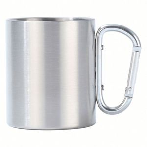Tasse à café portable en acier inoxydable à double paroi de 220 ml et 300 ml pour la randonnée, le camping et les voyages, avec mousqueton et poignée - Product Image 5