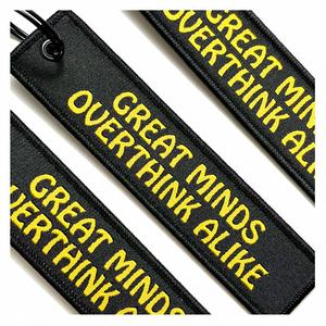 Wholesale Factory <b>Custom</b> Logo Woven Flight Embroidery New Tendency <b>Key</b> Jet Tag Keychain with Metal Ring - Product Image 4