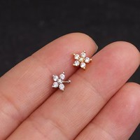 Kleine S925 Silber Blumen-Ohrstecker Sterling Silber Kubisches Zirkon Blumen-Ohrstecker