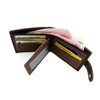 Dompet kulit pria ramping, dompet pendek bisnis warna coklat klasik, dompet kulit PU sebagai hadiah