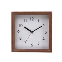 Jam Dinding Analog Quartz Modern Berbentuk Kotak Kecil dari Kayu Walnut dengan Pola Still Life, Dioperasikan dengan Baterai untuk Ruang Tamu, Logo Kustom.