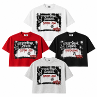 T-shirt graphique streetwear oversize 300 GSM en coton épais 100 % avec impression DTG, coupe carrée et courte pour homme