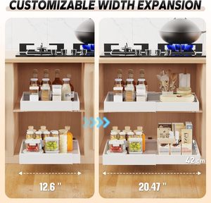 Pull Cabinet Organizer Expandable Heavy Duty Metal <b>Slide</b> <b>Drawers</b> Multifunction Flexible Kitchen Bathroom Living Room Food - Product Image 2