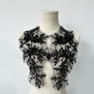 Hợp thời trang thời trang 3D hoa thêu hạt và sequins đen lưới ren đính bởi cặp cho Bridal Đảng Dresses lt2852a - Product Image 1