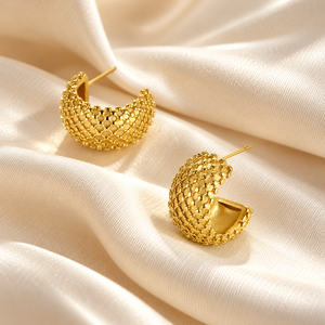 Orecchini a perno testurizzati di ispirazione francese per donna, stile vintage, per uso quotidiano, regalo per feste, accessori - Product Image 3
