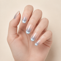 Faux ongles ovales moyens T1755 Kaixin Factory, bleu brillant, effet sourire, bleu nacré, à presser, pour nail art, fournisseurs