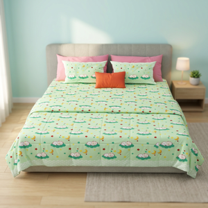 Juego de Ropa de Cama de Microfibra con Estampado de Osos de Dibujos Animados Coloridos, Juego de Funda de Edredón y Funda de Almohada para Niños - Product Image 1