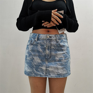 Falda vaquera lavada a la moda de fábrica de China, minifaldas, ropa de calle, minifalda informal para mujer con bolsillo personalizado - Product Image 5