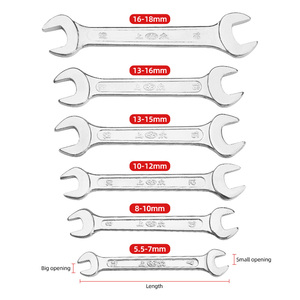 Jeu <span class=keywords><strong>de</strong></span> clés plates à double extrémité et clés à molette - Matériel CRV, kit d'outils <span class=keywords><strong>de</strong></span> réparation automobile, chromé, qualité industrielle - Product Image 4